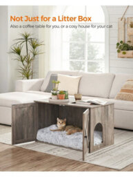 Songmics Feandrea Cat Litter Box Enclosure, Hidden Litter Box Furniture With Removable Divider, End Table, Indoor Cat House, Heather Greige - thumbnail 2