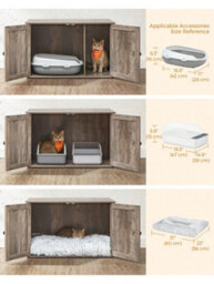 Songmics Feandrea Cat Litter Box Enclosure, Hidden Litter Box Furniture With Removable Divider, End Table, Indoor Cat House, Heather Greige - thumbnail 4