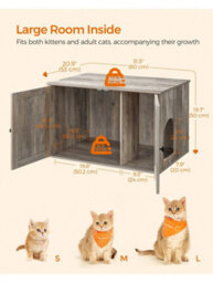 Songmics Feandrea Cat Litter Box Enclosure, Hidden Litter Box Furniture With Removable Divider, End Table, Indoor Cat House, Heather Greige - thumbnail 5