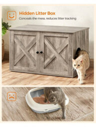 Songmics Feandrea Cat Litter Box Enclosure, Hidden Litter Box Furniture With Removable Divider, End Table, Indoor Cat House, Heather Greige - thumbnail 6