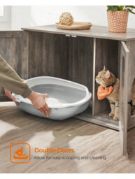 Songmics Feandrea Cat Litter Box Enclosure, Hidden Litter Box Furniture With Removable Divider, End Table, Indoor Cat House, Heather Greige - thumbnail 7