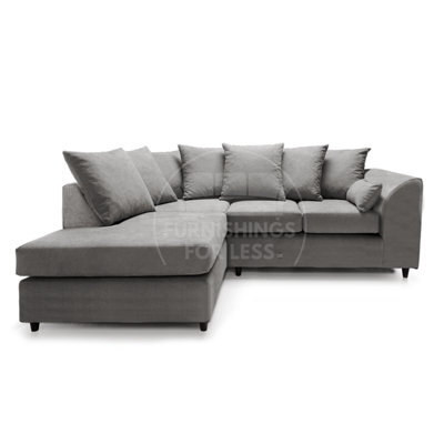 Furnishings For Less UK Casper Soft Chenille Fabric 3 To 4 Seater L Shaped Corner Sofa Grey Left Hand Facing - Scatter Back - image 1