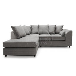 Furnishings For Less UK Casper Soft Chenille Fabric 3 To 4 Seater L Shaped Corner Sofa Grey Left Hand Facing - Scatter Back - thumbnail 1