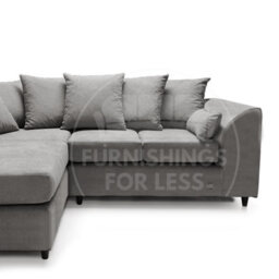 Furnishings For Less UK Casper Soft Chenille Fabric 3 To 4 Seater L Shaped Corner Sofa Grey Left Hand Facing - Scatter Back - thumbnail 2