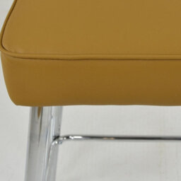 Lakeland Furniture Cloud Light Tan Brown Faux Leather Chrome Fixed Base Bar Stool - thumbnail 6