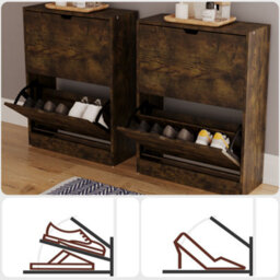 Lassic Vida Designs 2 Drawer Shoe Cabinet, Dark Wood - thumbnail 9