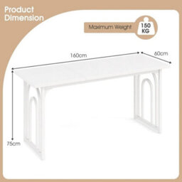 White Modern Dining Table 160X60Cm 6-8 Seater Wood Metal Base - thumbnail 2