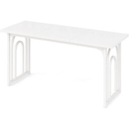 White Modern Dining Table 160X60Cm 6-8 Seater Wood Metal Base - thumbnail 1