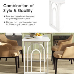 White Modern Dining Table 160X60Cm 6-8 Seater Wood Metal Base - thumbnail 3