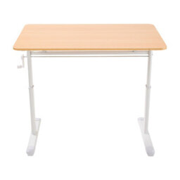 Living And Home Natural Wood Colour Carbon Steel Manual Height Adjustable Mdf Office Desk 80Cm(W) - thumbnail 4