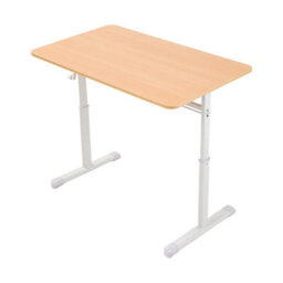 Living And Home Natural Wood Colour Carbon Steel Manual Height Adjustable Mdf Office Desk 80Cm(W) - thumbnail 5