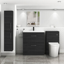 Royal Bathrooms Turin Hale Black 800mm Floor Standing Vanity Unit 2 Drawer With Mid-Edge Basin Sink & Matt Black Handles - thumbnail 4