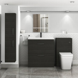Royal Bathrooms Turin Hale Black 800mm Floor Standing Vanity Unit 2 Drawer With Mid-Edge Basin Sink & Matt Black Handles - thumbnail 2