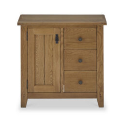 Broadway Solid Oak Mini Sideboard Cabinet With Side Drawers Fully Assembled - By Roseland Furniture - thumbnail 5