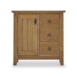 Broadway Solid Oak Mini Sideboard Cabinet With Side Drawers Fully Assembled - By Roseland Furniture - thumbnail 2