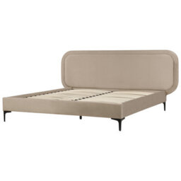 Beliani Bed Velvet Suzette 140 X 200 Cm (Eu Double) Beige - thumbnail 6