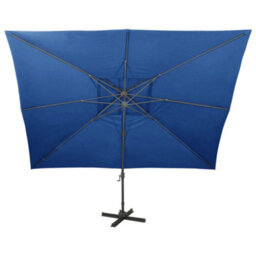 Berkfield Cantilever Umbrella With Double Top Azure Blue 400X300 Cm - thumbnail 3