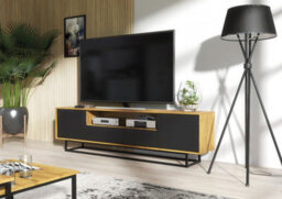 Rift Loft Tv Unit 200Cm Industrial Dark Oak & Black Matt Doors - Creative Furniture - thumbnail 6