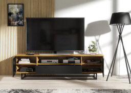 Rift Loft Tv Unit 200Cm Industrial Dark Oak & Black Matt Doors - Creative Furniture - thumbnail 7