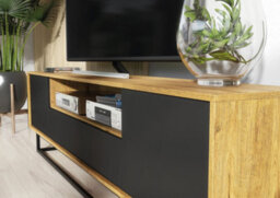 Rift Loft Tv Unit 200Cm Industrial Dark Oak & Black Matt Doors - Creative Furniture - thumbnail 4