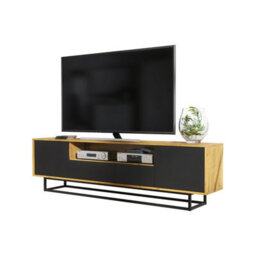 Rift Loft Tv Unit 200Cm Industrial Dark Oak & Black Matt Doors - Creative Furniture - thumbnail 5