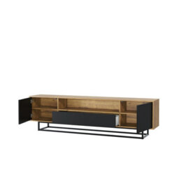 Rift Loft Tv Unit 200Cm Industrial Dark Oak & Black Matt Doors - Creative Furniture - thumbnail 8