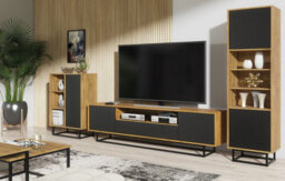 Rift Loft Tv Unit 200Cm Industrial Dark Oak & Black Matt Doors - Creative Furniture - thumbnail 9