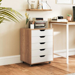 5 Drawer Chest Rolling Dresser Storage Cabinet W/lockable Wheels - thumbnail 6