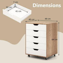 5 Drawer Chest Rolling Dresser Storage Cabinet W/lockable Wheels - thumbnail 2