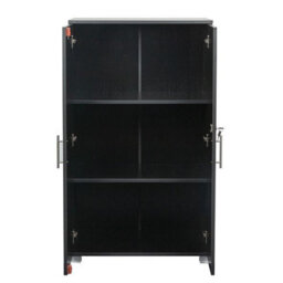MMT Funiture Designs Black Wooden Filing Cabinet With 2 Shelves - 2 Door Lockable Filing Cabinet - Tall Wood Office Storage Cupboard Organiser - thumbnail 3
