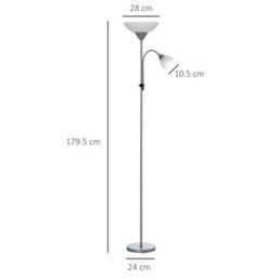 Wyld Haus Vina Metal Floor Lamp 180 Cm Silver - Mother And Child Uplighter With Gooseneck Reading Light - thumbnail 3