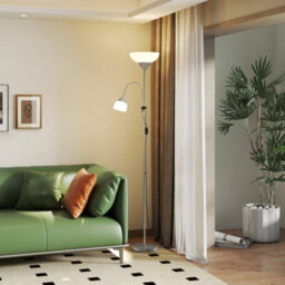 Wyld Haus Vina Metal Floor Lamp 180 Cm Silver - Mother And Child Uplighter With Gooseneck Reading Light - thumbnail 8