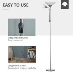 Wyld Haus Vina Metal Floor Lamp 180 Cm Silver - Mother And Child Uplighter With Gooseneck Reading Light - thumbnail 6