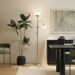 Wyld Haus Vina Metal Floor Lamp 180 Cm Silver - Mother And Child Uplighter With Gooseneck Reading Light - thumbnail 9