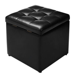 Costway Faux Leather Storage Ottoman Cube Pouffe Storage Toy Box Padded Foot Stool - thumbnail 1