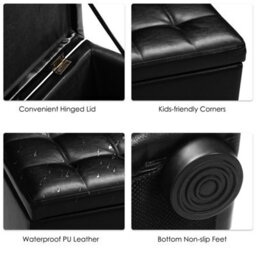Costway Faux Leather Storage Ottoman Cube Pouffe Storage Toy Box Padded Foot Stool - thumbnail 5