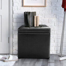 Costway Faux Leather Storage Ottoman Cube Pouffe Storage Toy Box Padded Foot Stool - thumbnail 6