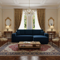 Malaga L Shaped Mdf Corner Sofa Bed With Storage And Pull Out Seat Loose Back Cushions Blue Right - thumbnail 2