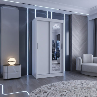 Selfie 100Cm Sliding Wardrobe For Every Interior Storage Closet Laminate Finish With Optional Drawers Unit White - image 1