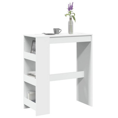 Berkfield Bar Table With Racks White 90X40X103.5 Cm Engineered Wood - image 1