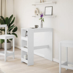 Berkfield Bar Table With Racks White 90X40X103.5 Cm Engineered Wood - thumbnail 3