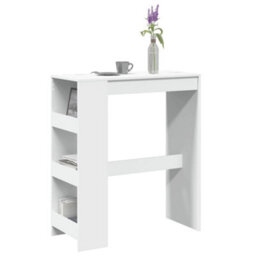 Berkfield Bar Table With Racks White 90X40X103.5 Cm Engineered Wood