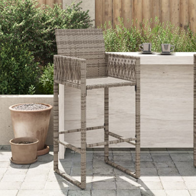 Berkfield Garden Bar Stools 2 Pcs Grey Poly Rattan - image 1