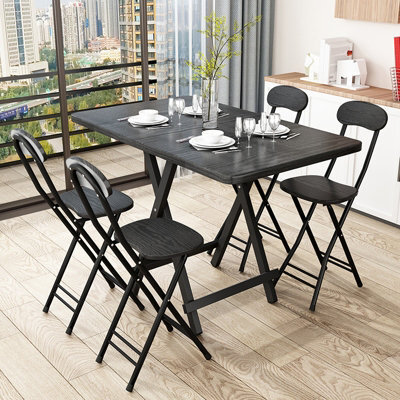 Living And Home Outdoor Rectangular Black Mdf Wooden Tabletop Folding Table Foldable Table With Metal Leg 60X100Cm - image 1