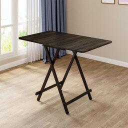 Living And Home Outdoor Rectangular Black Mdf Wooden Tabletop Folding Table Foldable Table With Metal Leg 60X100Cm - thumbnail 2