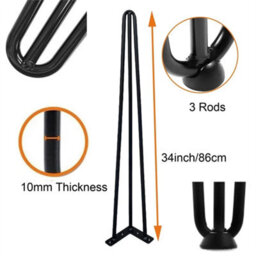 4 X Hairpin Legs / Hair Pin Legs Set For Furniture Bench Desk Table Metal Steel - thumbnail 4