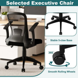 Ergonomic Mesh Office Chair Height Adjustable Executive Chair-Black - thumbnail 3
