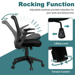 Ergonomic Mesh Office Chair Height Adjustable Executive Chair-Black - thumbnail 5