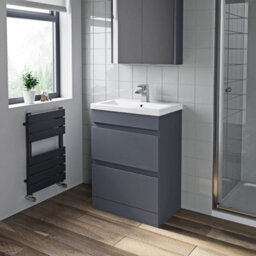 Affine 600mm Modern Bathroom Vanity Basin Soft Close Drawer Unit Toilet Gloss Grey - thumbnail 2