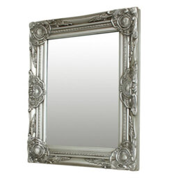 Melody Maison Ornate Silver Wall Mirror With Bevelled Glass 52Cm X 42Cm - thumbnail 5